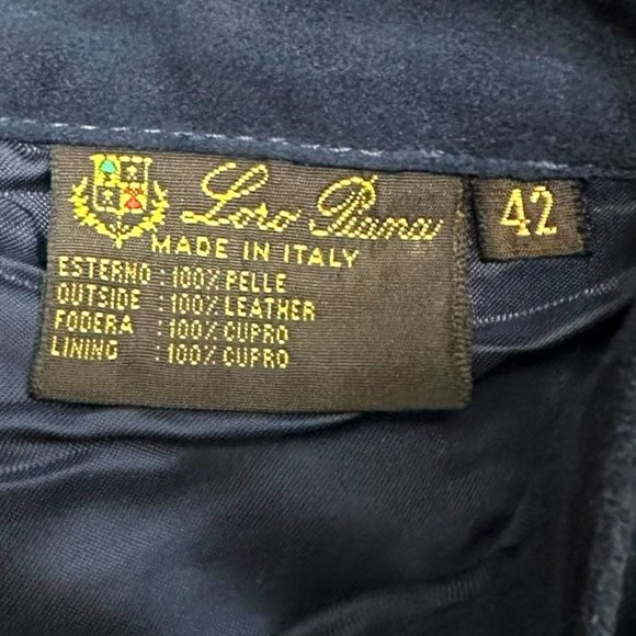 Loro Piana Women's Pant Italian Size 42 High Waist Bootcut Suede Leather Blue - Picture 7 of 8